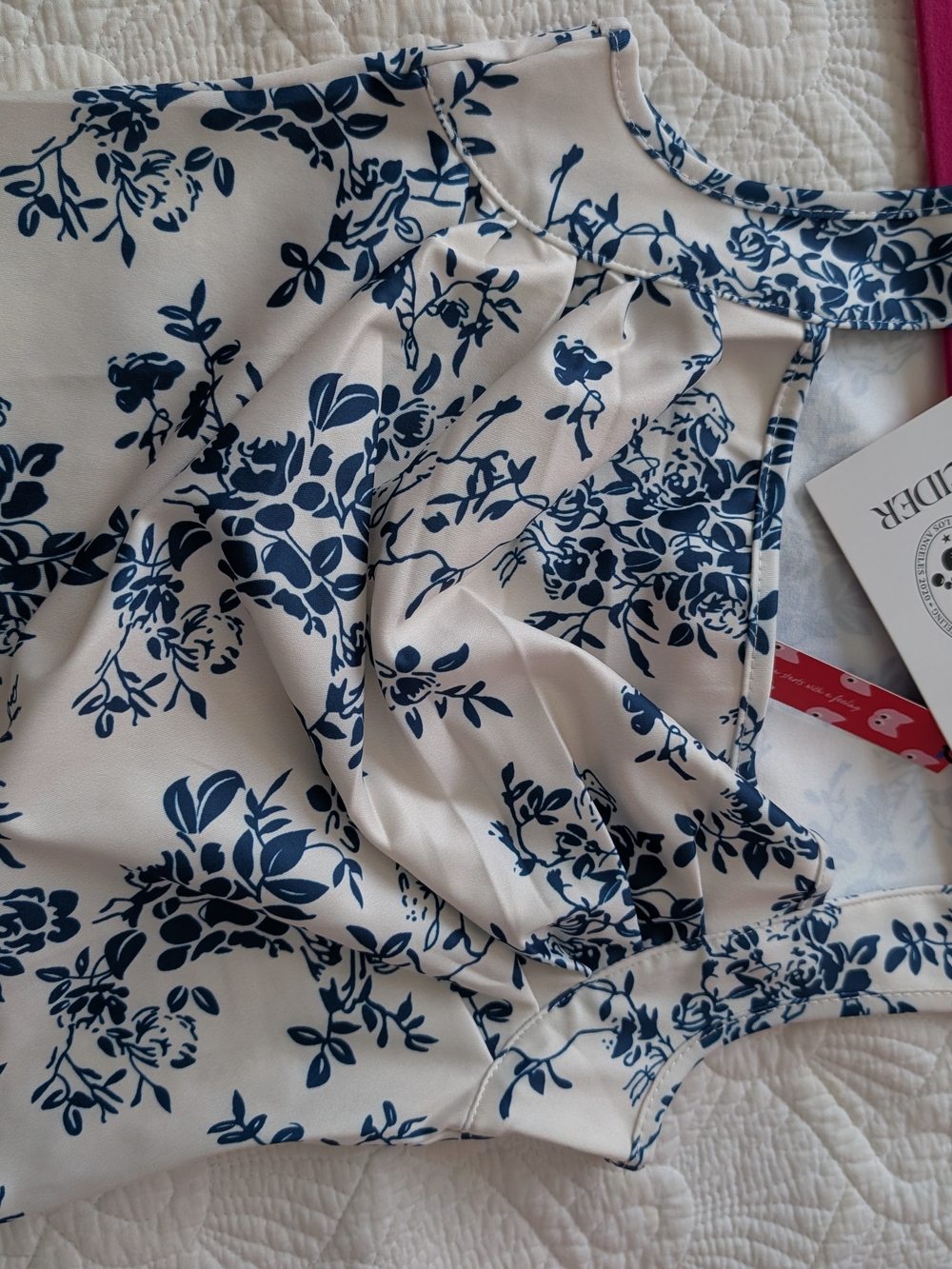 Cider White and Navy Floral Crop Top